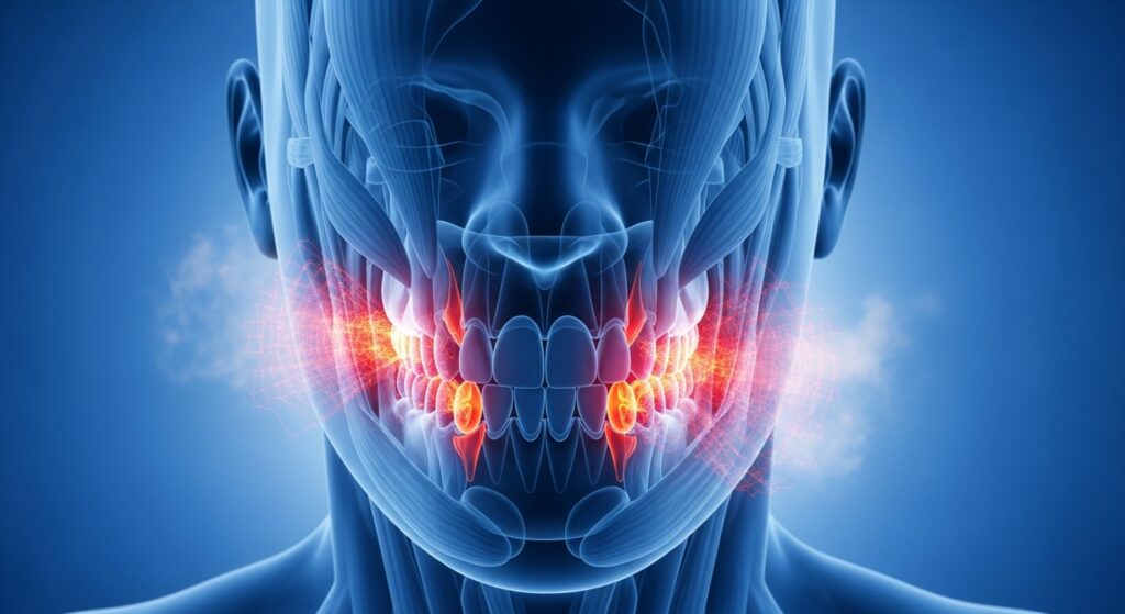 Röntgenbild von entzündeten Weisheitszähnen im Kiefer