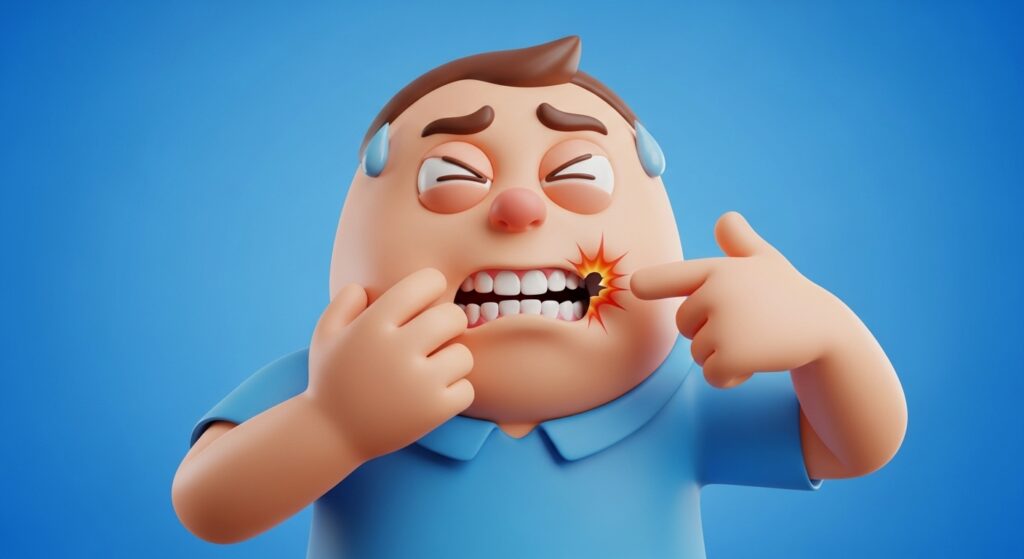3D-Figur mit starken Zahnschmerzen