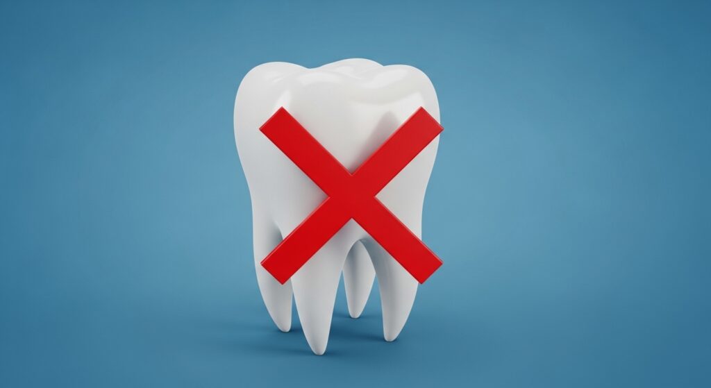 Zahn mit rotem Kreuz Symbol