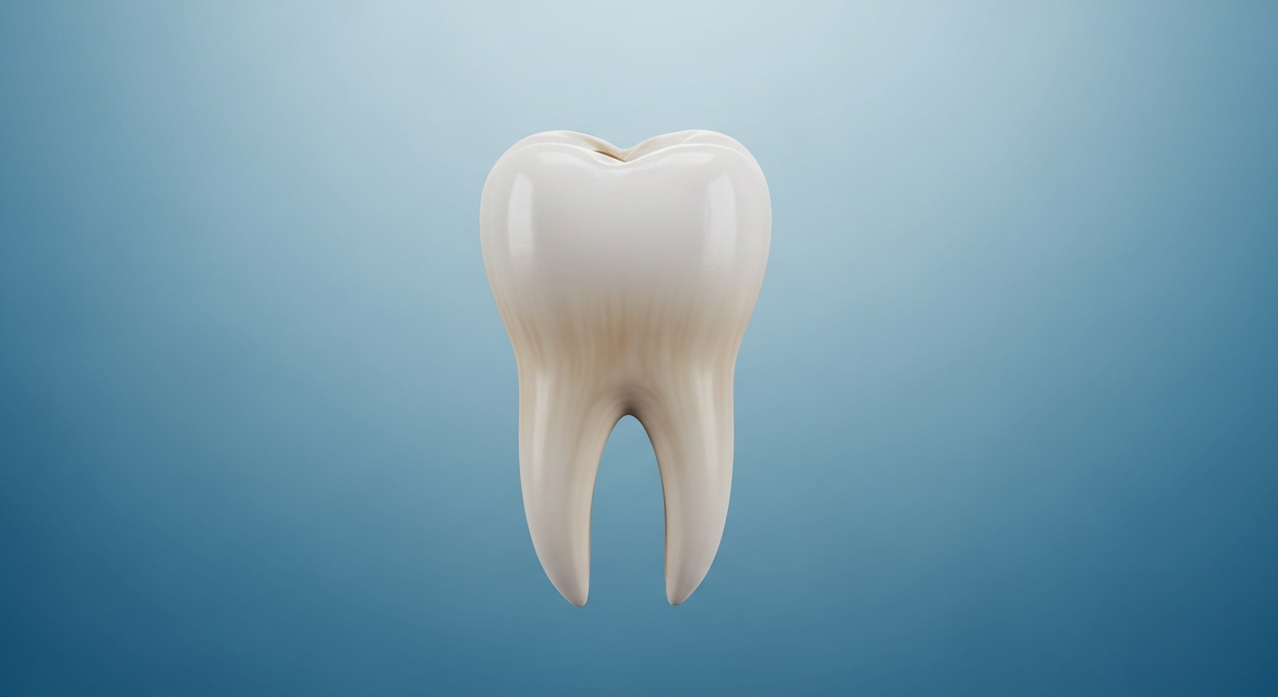 Nahaufnahme eines menschlichen Zahns auf blauem Hintergrund