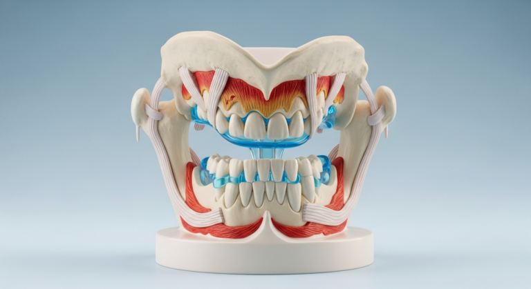 Anatomisches Modell des menschlichen Kiefers mit Muskeln