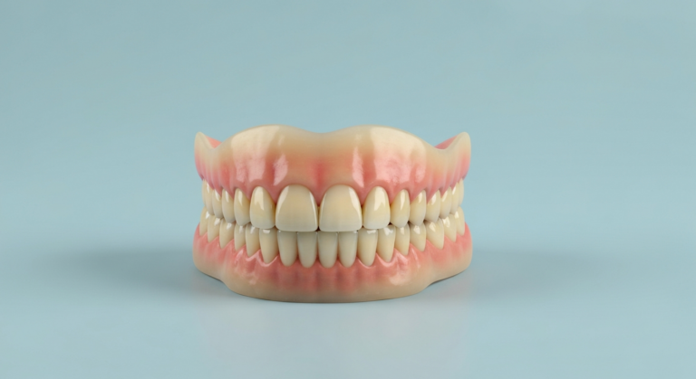 Künstliches Gebiss mit oberen und unteren Zähnen