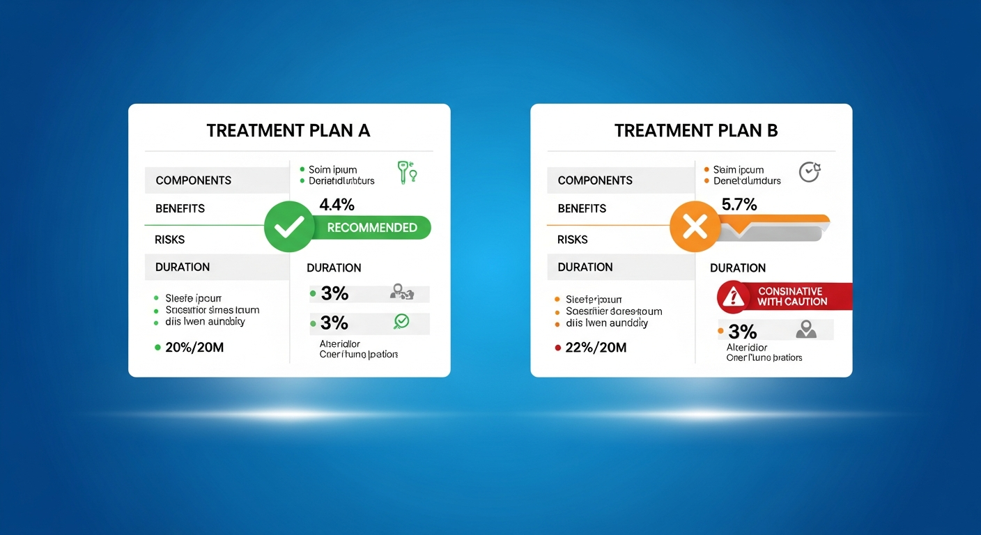 Vergleich zweier Behandlungspläne A und B