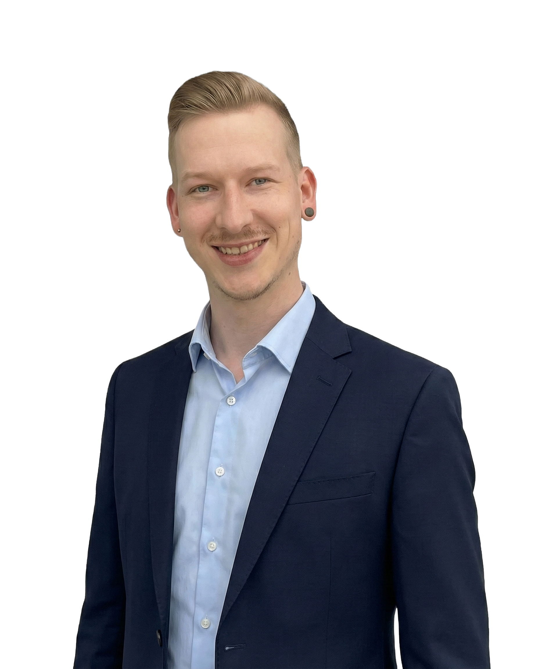 Lächelnder Mann im blauen Anzug