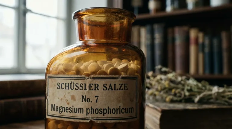 Braunglasflasche Schüßler Salz Nr. 7 im Regal