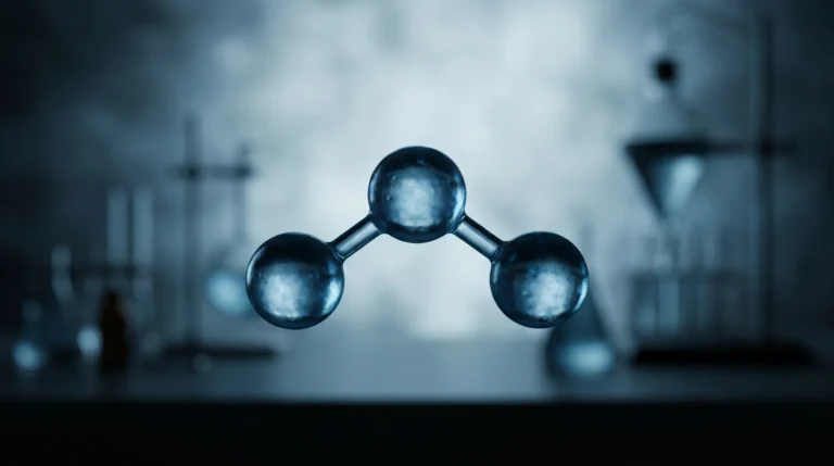 Molekülmodell mit drei verbundenen Kugeln im Labor